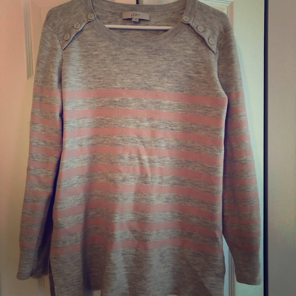 LOFT Gray and pink sweater